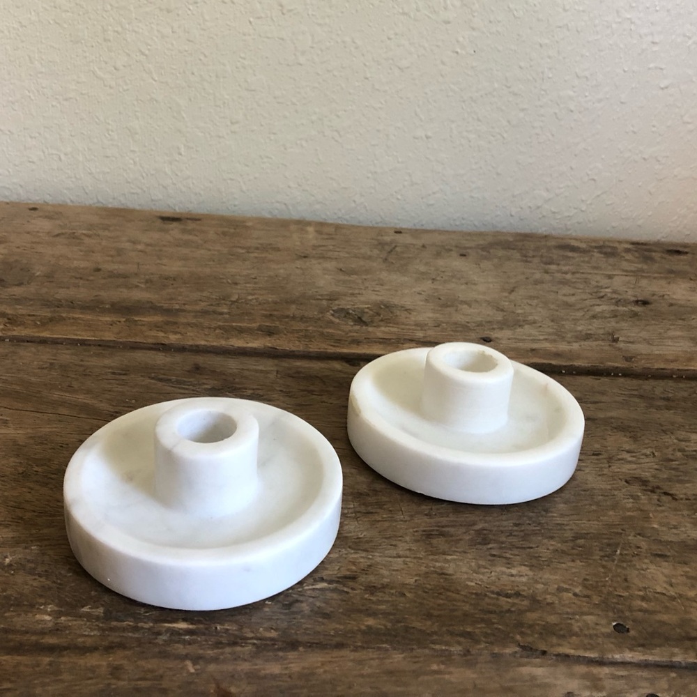 Studio McGee White Marble Candle Holders